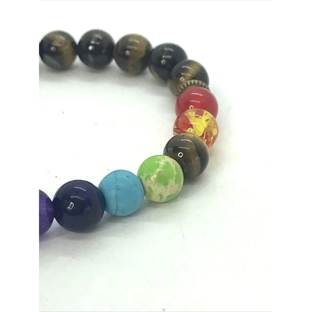 Tiger Eye Tourmaline Gemstones Turquoise Healing‎ Stretch Bracelet